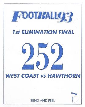 1993 Select AFL Stickers #252 1st Elimination Final Back